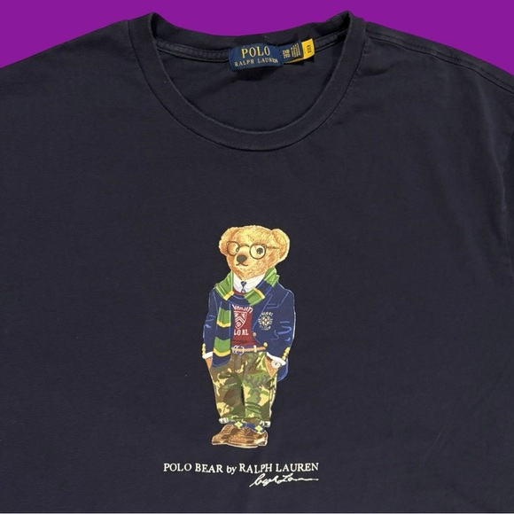 Polo by Ralph Lauren Navy T-Shirt with Bear Design - Picture 3 of 4
